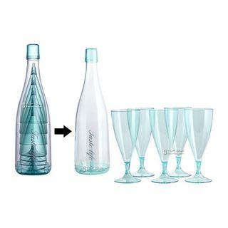5-in-1 Champagne Flutes w/ Bottle Container Plastic Wine Glasses