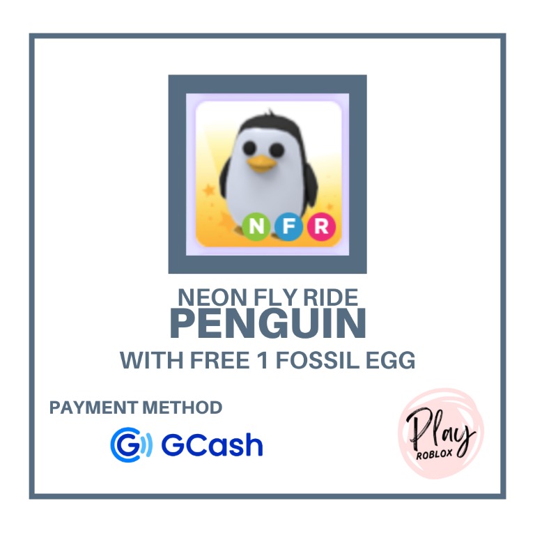 Adopt Me - NFR Penguin / Neon Fly Ride Penguin, Hobbies & Toys, Toys