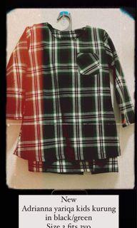 Adrianna yariqa kids baju kurung green black chekered