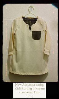 Adrianna yariqa kids baju kurung cream brown checkered kain