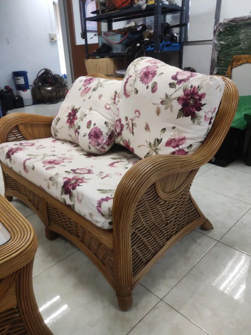 Antique cane sofa set with matching Centre and side table, Furniture