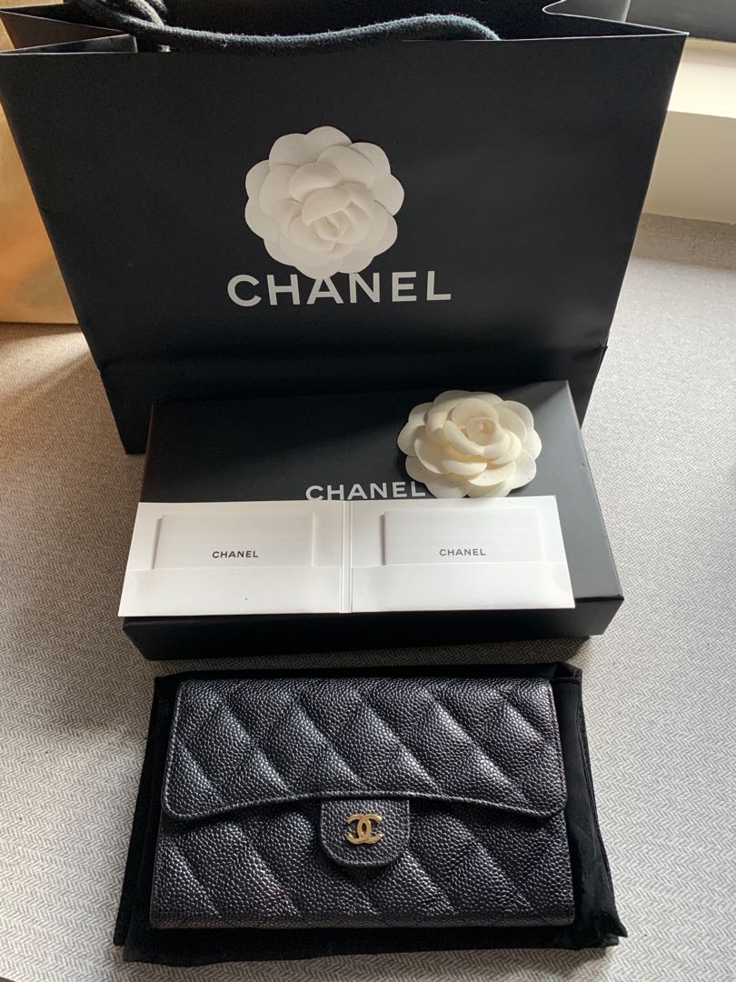 New Chanel Trifold Medium Wallet holo 29 ดำทอง  Shopee Thailand