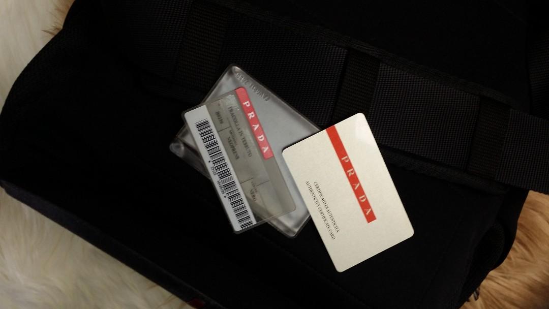 Authentic prada sling (Category: Luxury Bags & Wallets) located in Paranaque City. Submitted by edwinvuru (Listing ID 1161924929, Image 2). Description: authentic prada neoprene nero sling slightly used normal sign of use in good condition.