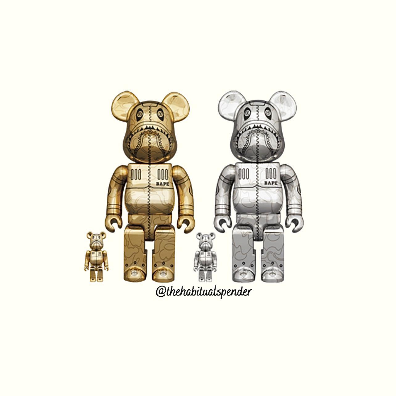 Bearbrick Sorayama x BAPE (R) Camo Shark 400% & 100%, Hobbies 