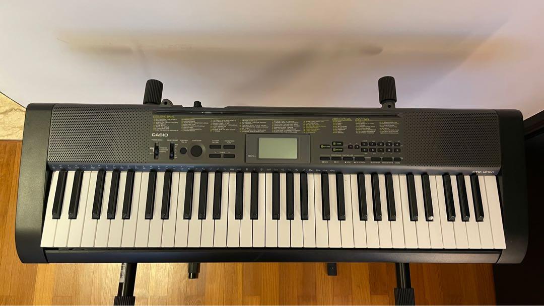 Casio electronic keyboard CTK 1250 with stand, Hobbies & Music Media, Musical Instruments on
