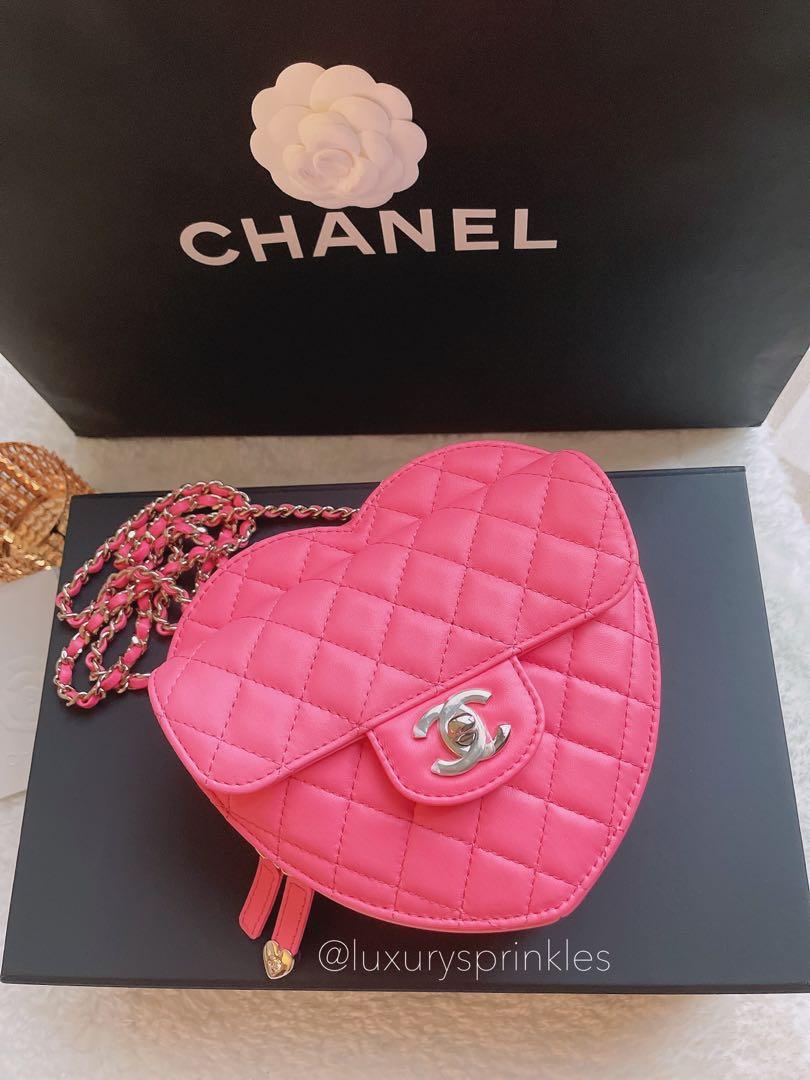 Chanel Pink Heart Bag 💖 Large  Spring Summer 22s, Luxury, Bags