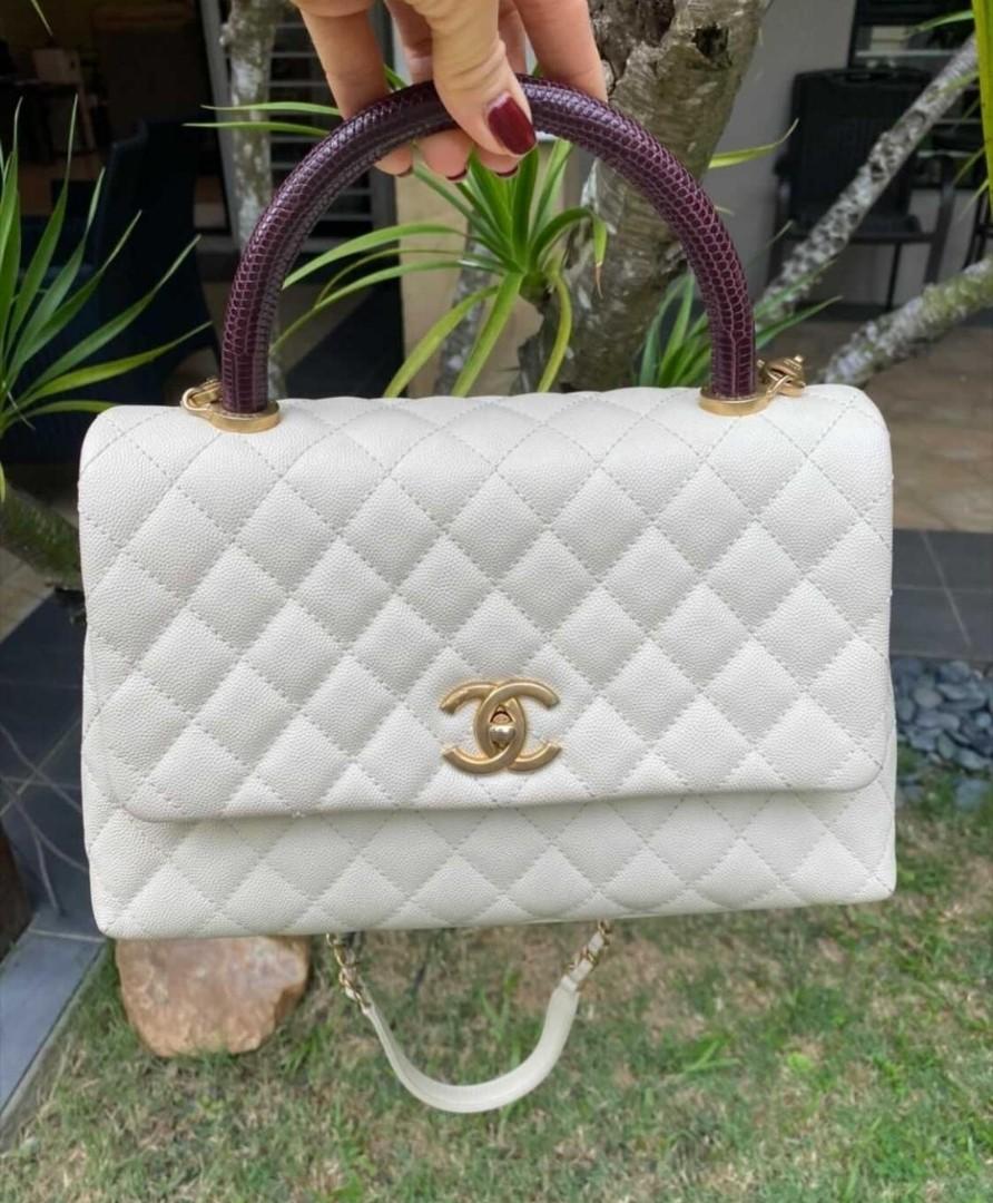 Chanel Coco Handle - Ivory Caviar, Lizard Burgundy Handle, GHW, Luxury,  Bags & Wallets on Carousell