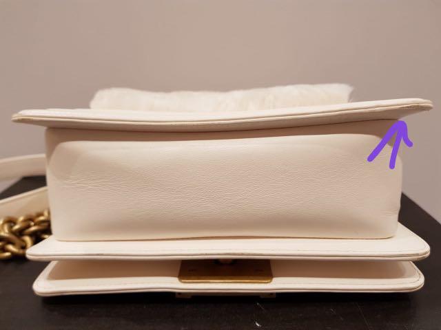 Chanel Small Le Boy Bag Cream Rabbit Fur BGHW Luxury Bags