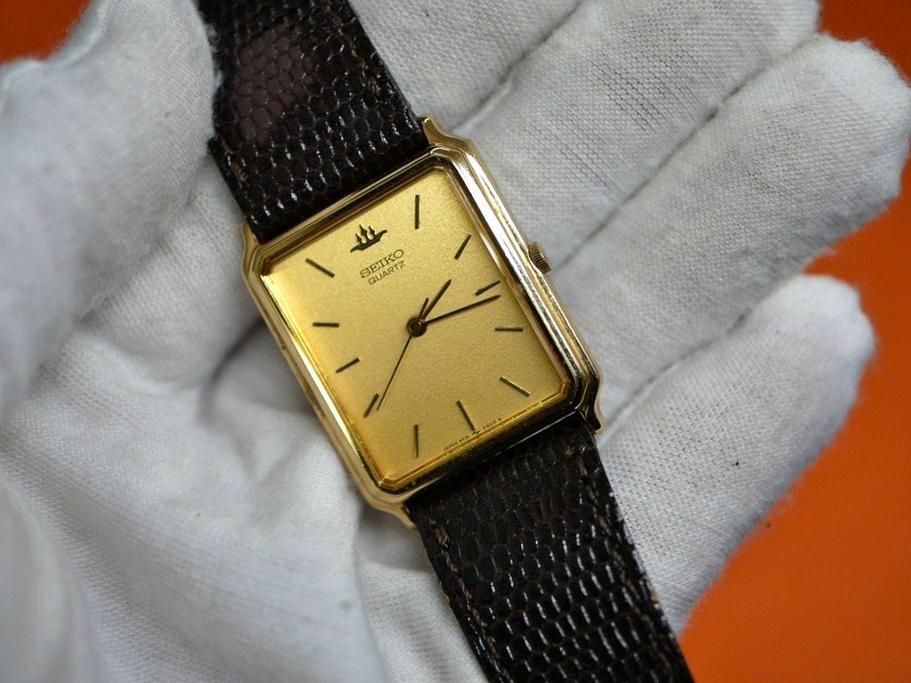 CHEAPEST SEIKO 'Credor' Gold Plated Tank Rectangle Watch 5Y31-5A30