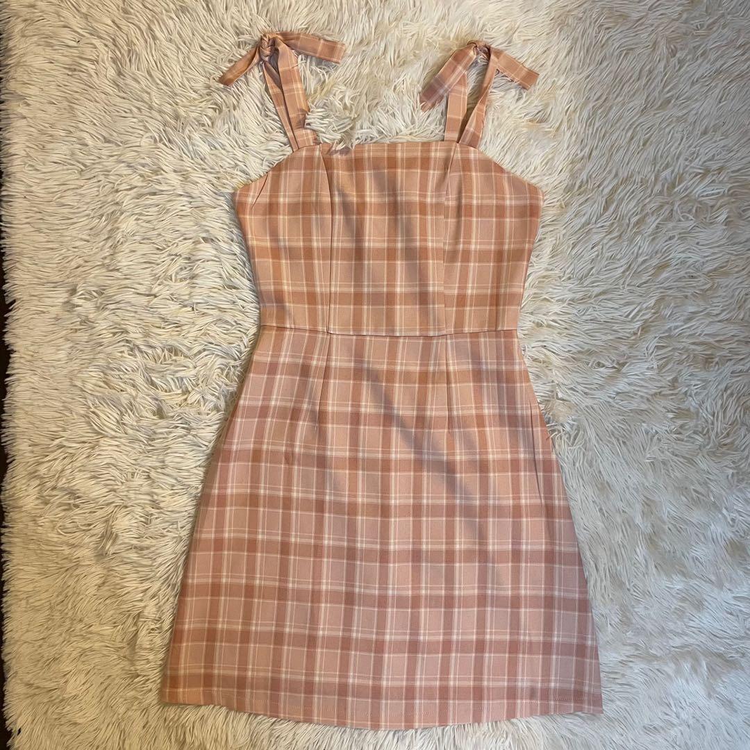 Pink Checkered Dress Set main image 0
