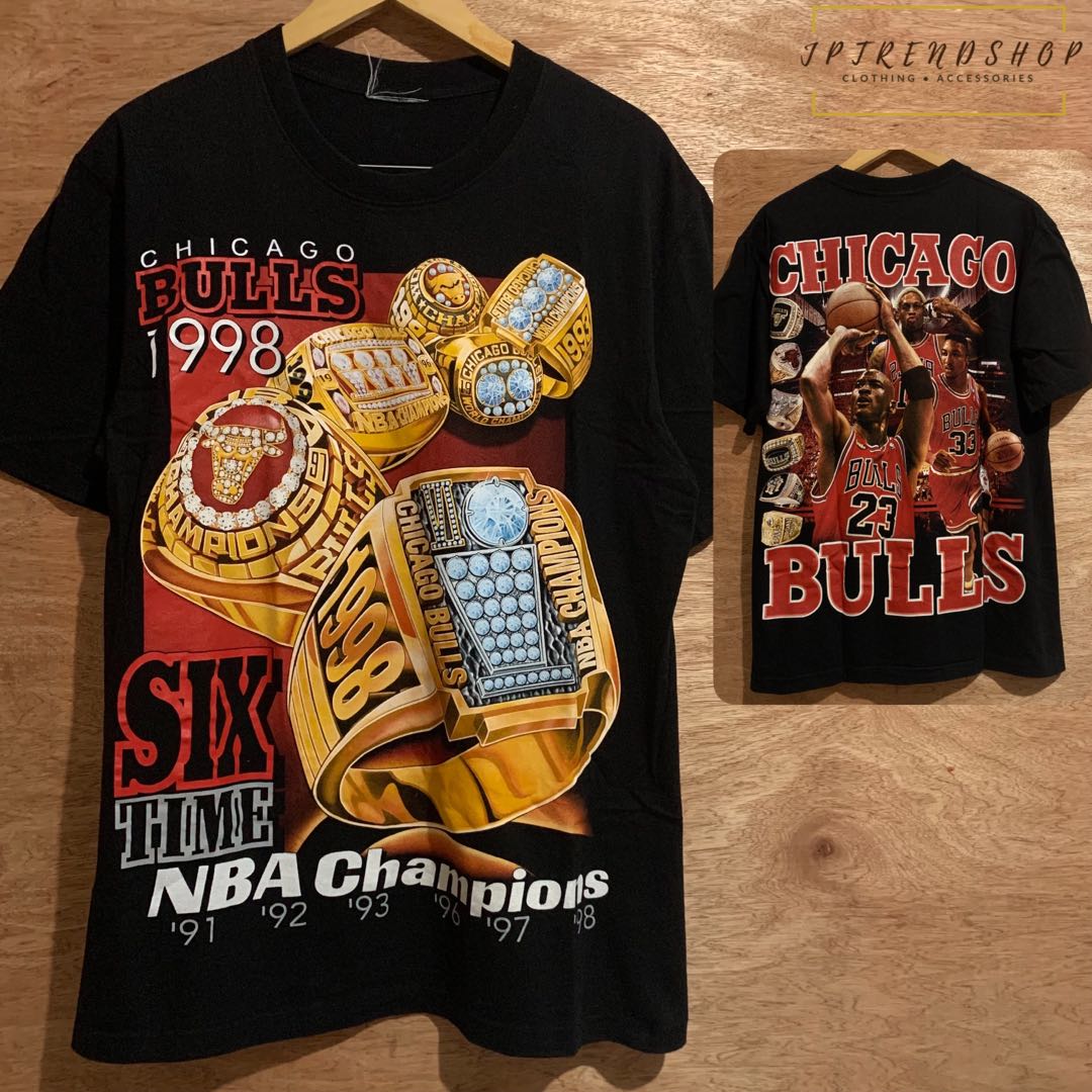Vintage 1998 Six Time NBA Champs Chicago Bulls Championship Rings XXL T- Shirt