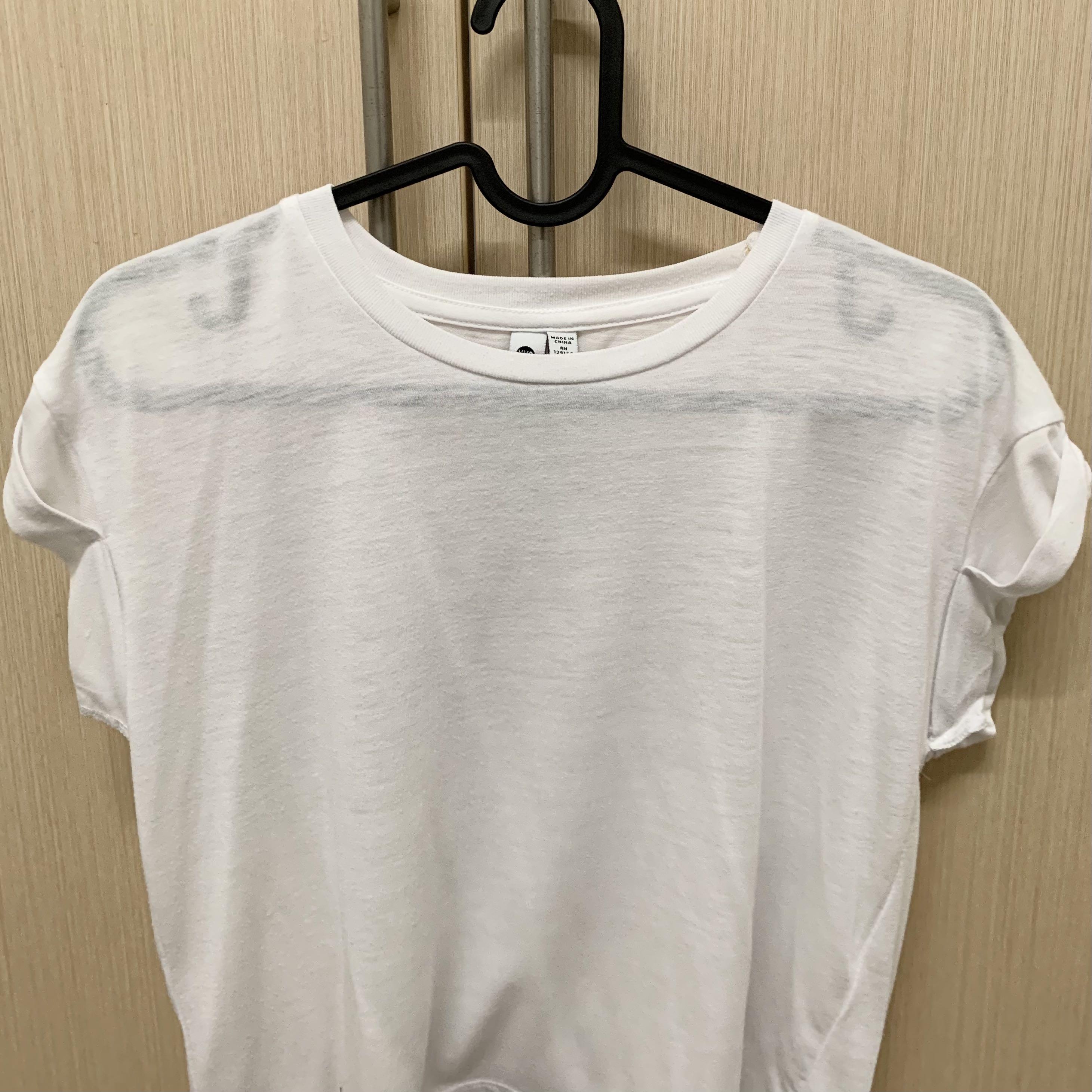CO cotton on white basic short cuffed sleeve crop top tee shirt