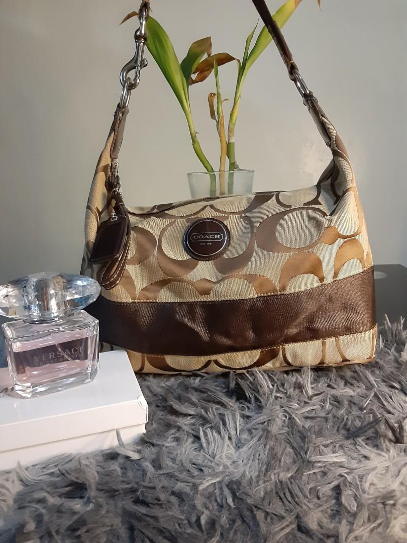 coach signature stripe hobo bag