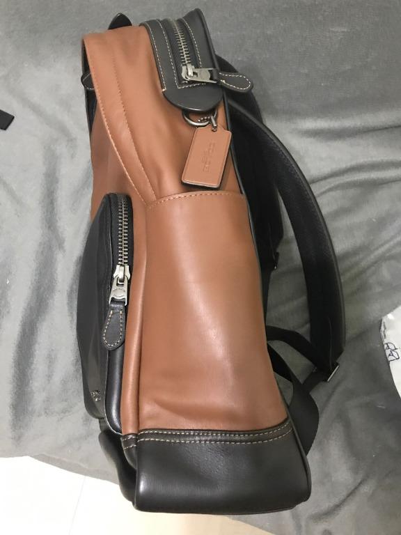 Mens leather backpack coach store