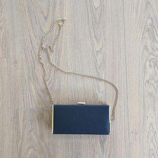 Colette Black Box Clutch with Gold Hardware