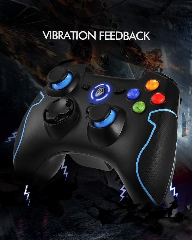 PS3 Android Vista PC Gamepads with Vibration Fire Button Range up to 10m Support PC EasySMX 2.4G Wireless Controller for PS3 Windows XP/7/8/8.1/10 TV Box Portable Gaming Joystick Handle 