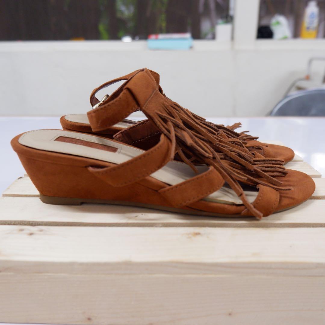 Forever 21 Fringe Block Heels in Brown Size 36 Women s Fashion