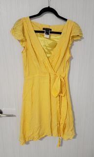 Forntieer yellow flutter sleeve dress