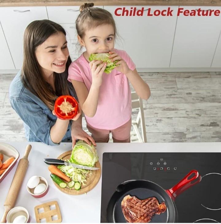 GIONIEN Ceramic Hob 60cm Electric Cooktop Burner, Built in Black Glass