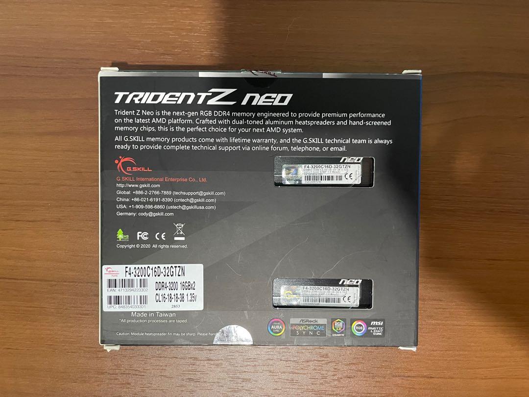 人気カテゴリー Trident Z Neo F4-3200C16D-32GTZN (DDR4-3200 16GB×2) 
