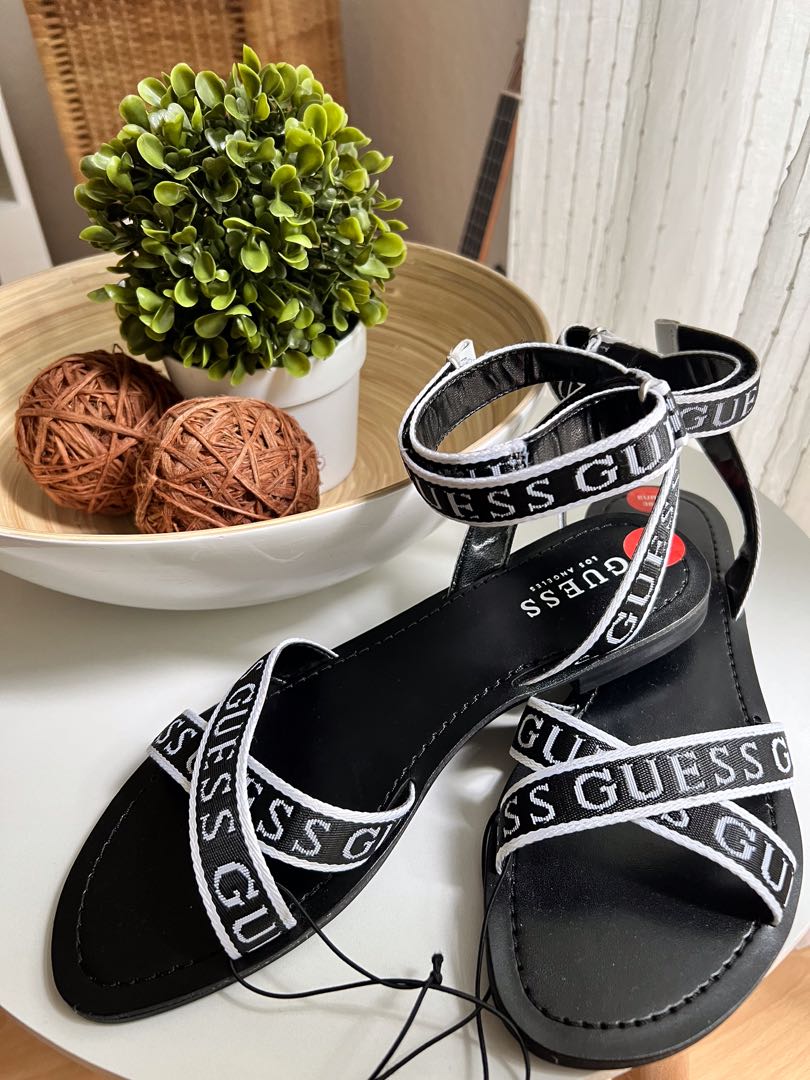 Guess black flat sandals best sale