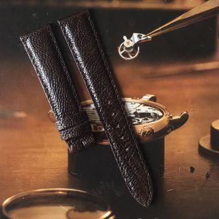 Handmade 19mm Ostrich Leather 19/16mm Watch Strap Vintage Dark Brown