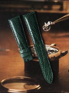 Handmade 20mm Ostrich Leather 20/16mm Watch Strap Green