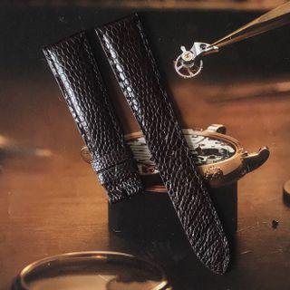 Handmade 20mm Ostrich Leather 20/16mm Watch Strap Dark Brown