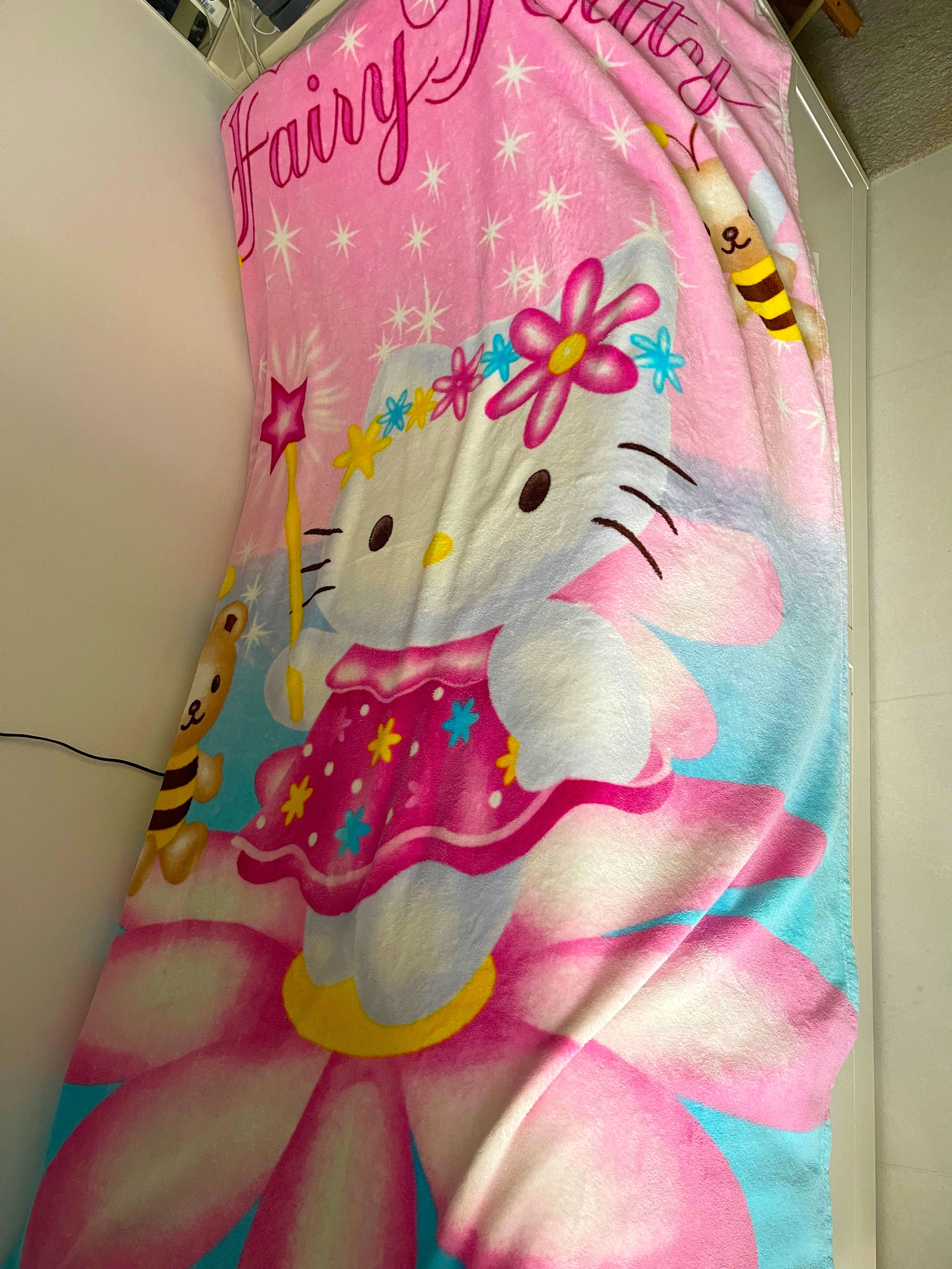 Hello kitty fleece blanket Furniture Home Living Bedding Towels on Carousell