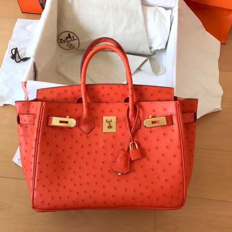 Hermes Tangerine Ostrich Birkin 25cm