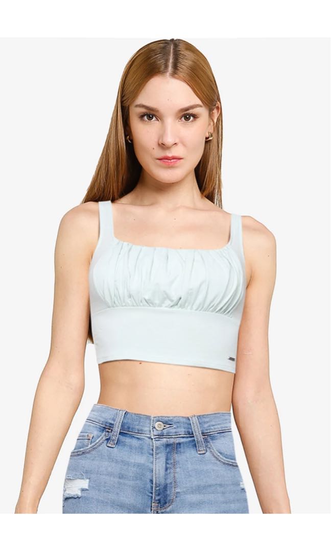 HOLLISTER Ruched Bust Tank Top (in light green mint), Women's Fashion, Tops,  Sleeveless on Carousell