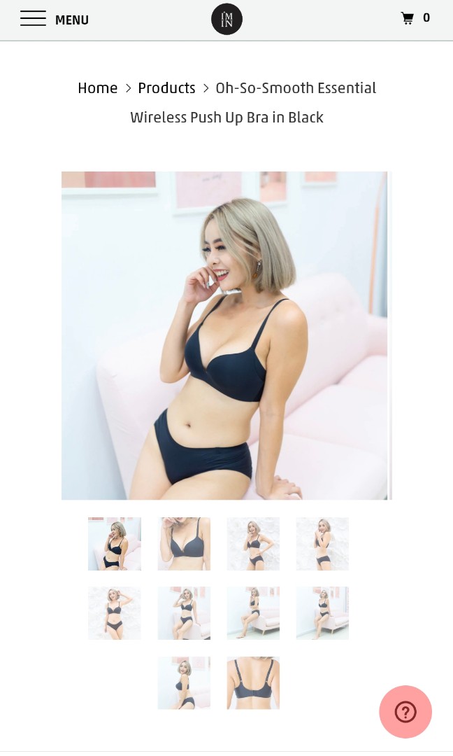IMMINX OH-SO-SMOOTH ESSENTIAL WIRELESS PUSH UP BRA IN BLACK