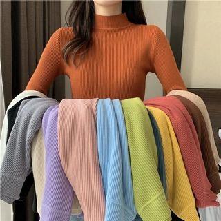 [INSTOCKS] Long Sleeves High Neck Knit Basic Top