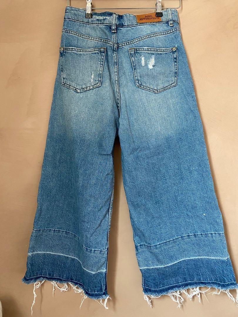 Mango wide leg distressed jeans, Women 