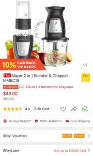 Mayer 2 in 1 mini blender + chopper MMBC19 Black