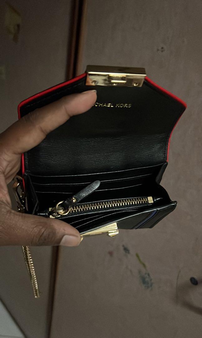 Michael kors whitney top small leather chain wallet
