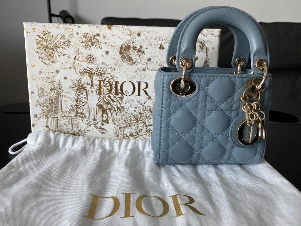 Lady Dior Pouch Cloud Blue Cannage Lambskin