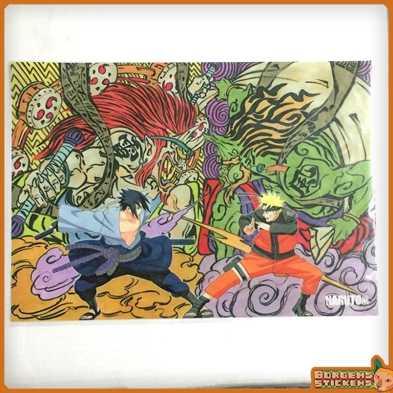 NARUTO Exhibition Clear Poster Fujin Raijin Ver. / Wind God Thunder Ver ...