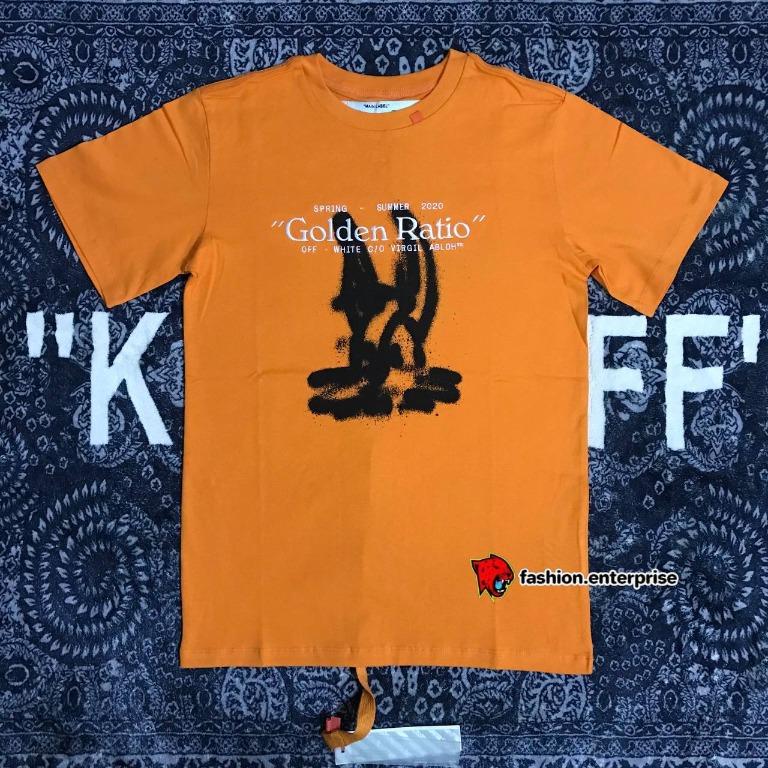 OFF-WHITE Slim Fit Cartoon Golden Ratio T-Shirt Orange Men's - SS20 - US