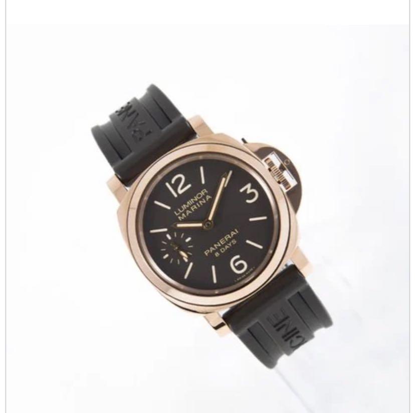 Panerai Watch (Category: Watches) located in Singapore. Submitted by j_p_y (Listing ID 1161903265, Image 1). Description: Model Luminor Marina 8 Days Reference number PAM 00511 Movement Manual winding Case material Rose gold Bracelet material Rubber Year of production 2015 Condition Unworn (Mint condition, without signs of wear) Scope of delivery Original box, original papers Gender Men’s watch/Unisex Location Germany, Weißenhorn Caliber Movement