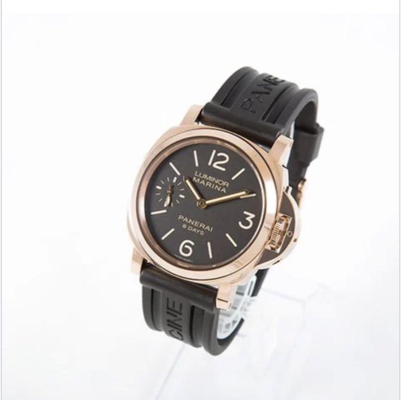 Panerai Watch (Category: Watches) located in Singapore. Submitted by j_p_y (Listing ID 1161903265, Image 2). Description: Model Luminor Marina 8 Days Reference number PAM 00511 Movement Manual winding Case material Rose gold Bracelet material Rubber Year of production 2015 Condition Unworn (Mint condition, without signs of wear) Scope of delivery Original box, original papers Gender Men’s watch/Unisex Location Germany, Weißenhorn Caliber Movement