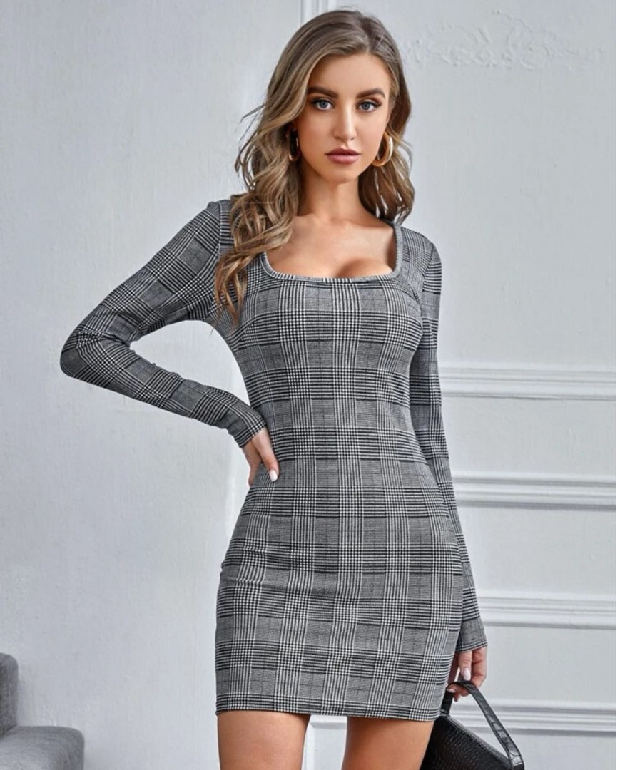 Bodycon plaid dress store