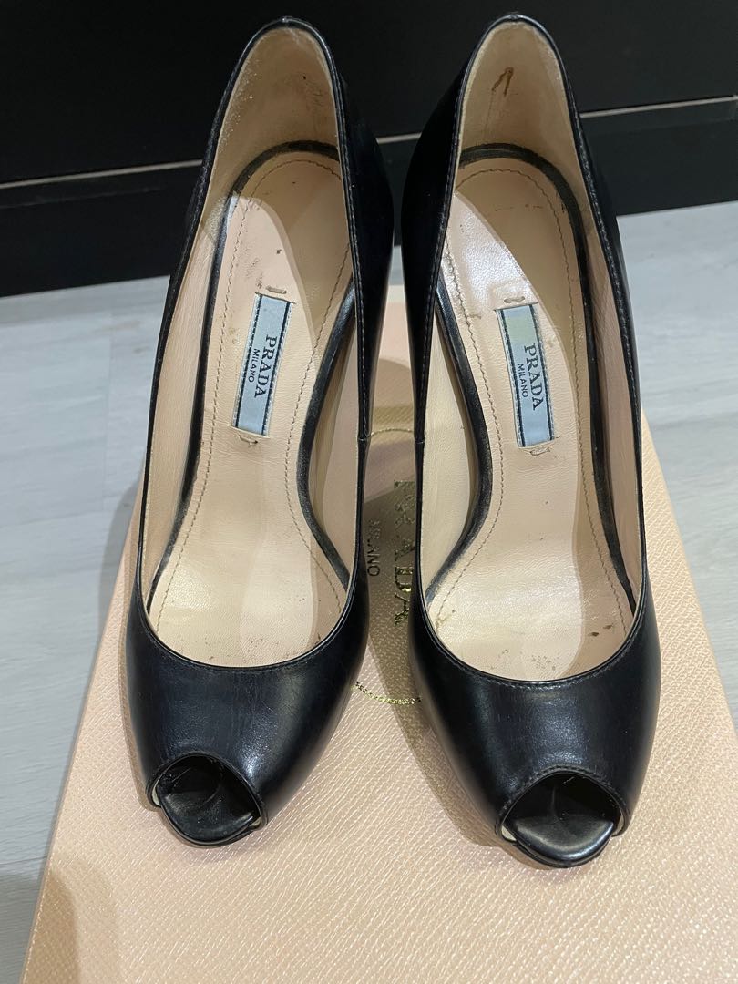 Prada peep toe sales pump