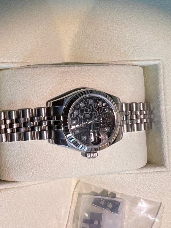 Lady datejust 26 black dial stainless steel oyster watch on sale