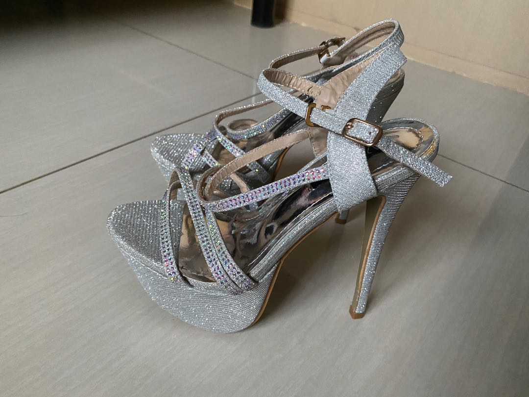 6 inch top silver heels