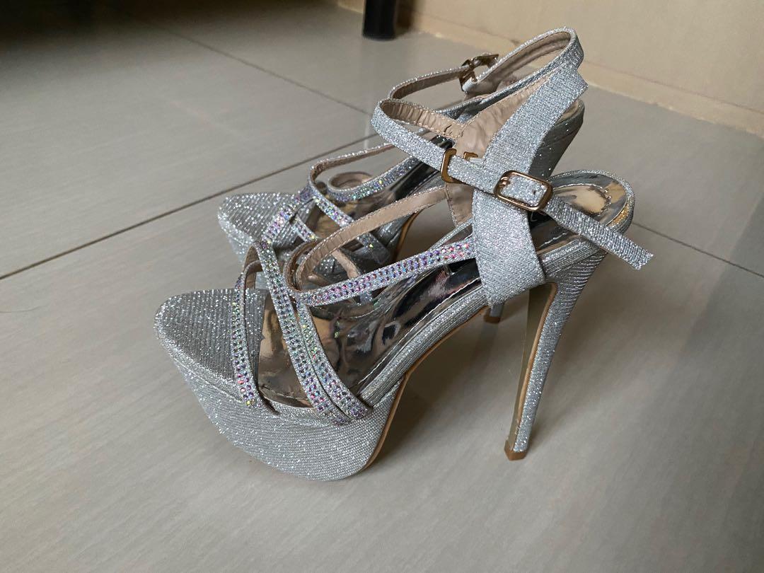 Silver High Heels 6 Inches w o a box Women s Fashion Footwear