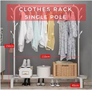 Single Pole Type Drying Rack Wardrobe Rack Hanger Hanging with Hook Clothes Shelf Sturdy