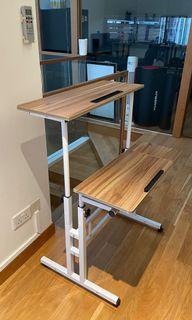 Adjustable standing desk wood + aluminium