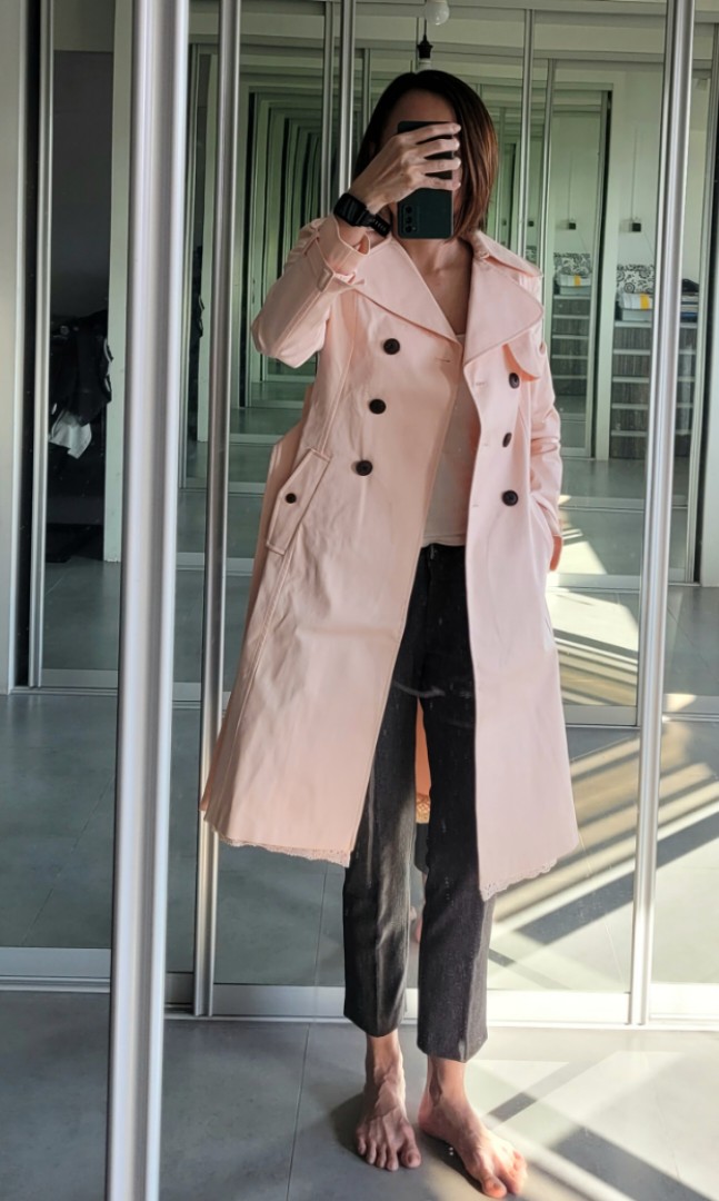 Sweet Lace Pastel Pink Winter Trench Coat Jacket Women s