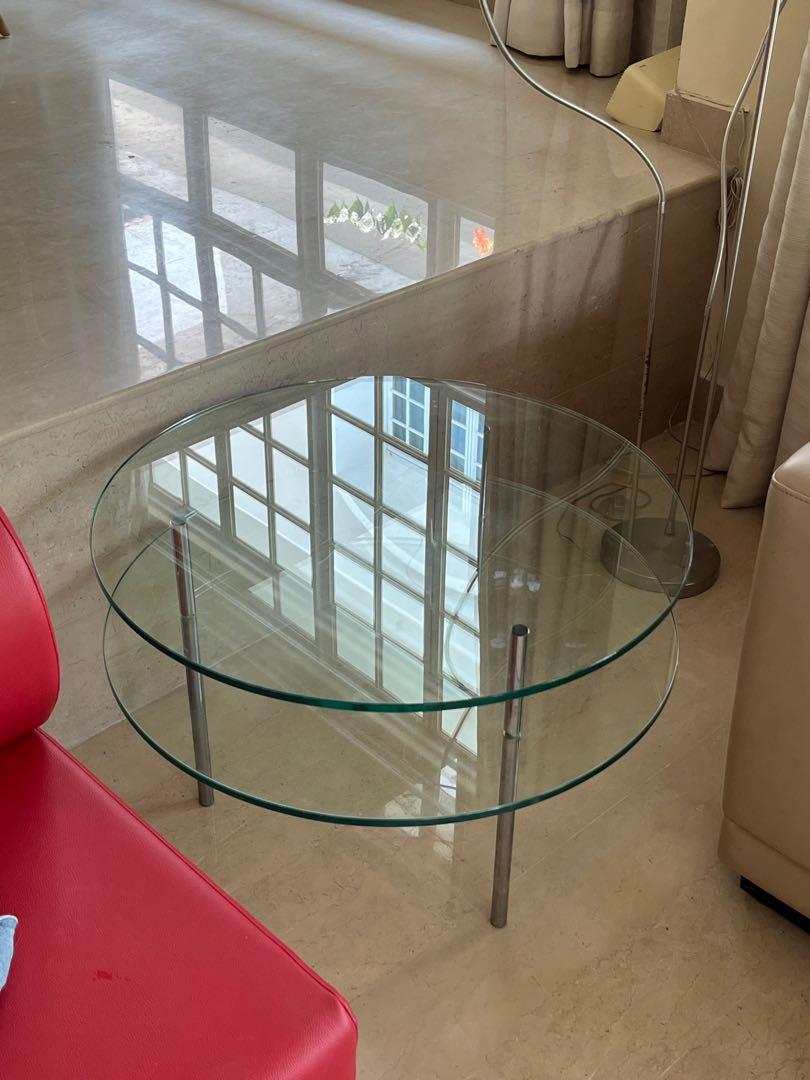Terence Conran glass round coffee table, Furniture & Home Living